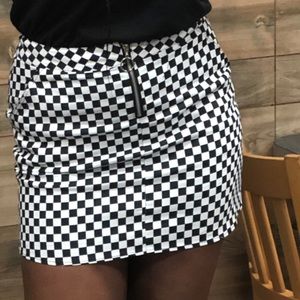 Checker print mini skirt